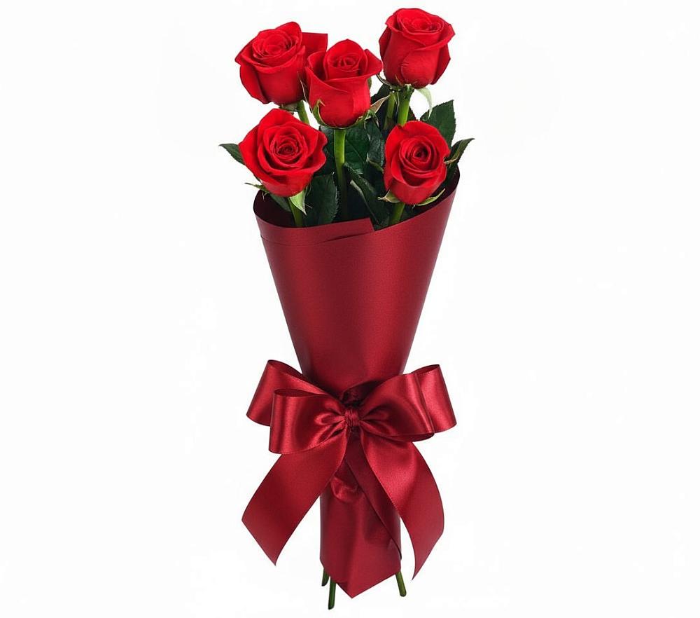Букет 5 Красных роз Эдлесс Лав в Акатьево