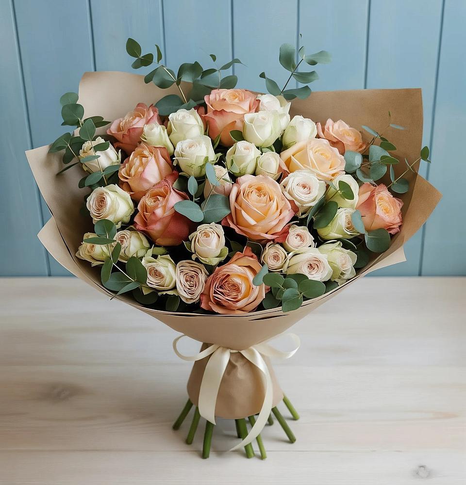 Букет цветов из: Альстромерии и Розы в Акатьево