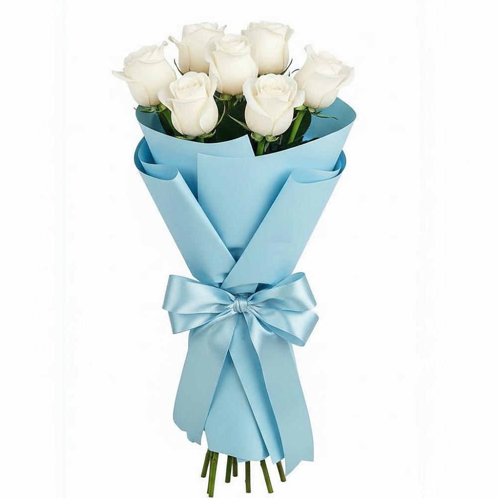 Букет 7 белых роз Проуд в Акатьево