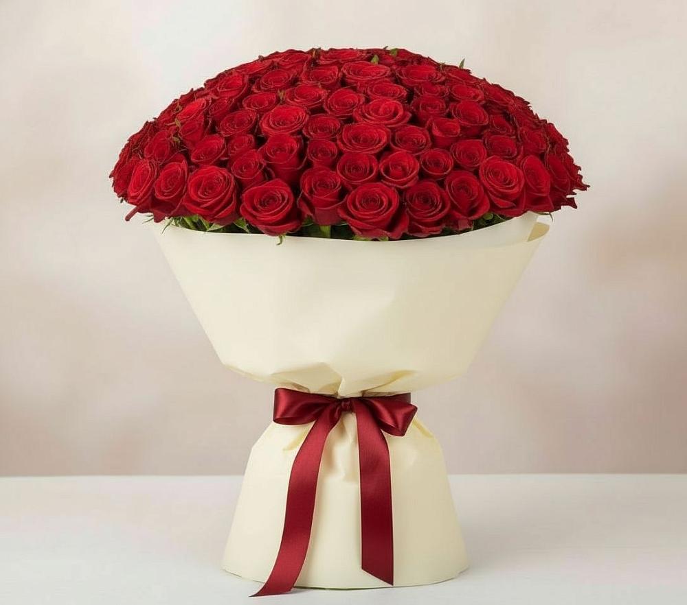 Букет 101 Красная роза Милано в Акатьево