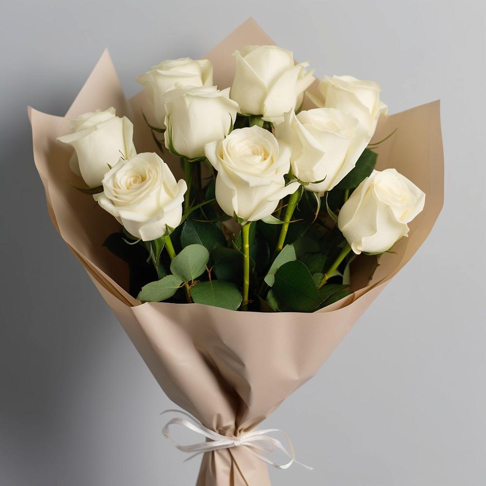 Букет 9 Белых роз Эдлесс Лав в Акатьево