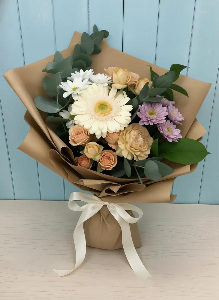 Букет цветов из: Герберы и Хризантемы в Акатьево