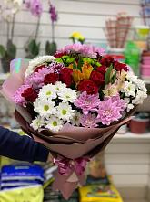 Букет цветов из:  Розы, Хризантемы и Альстромерии #REPLACE_PRED# Акатьево