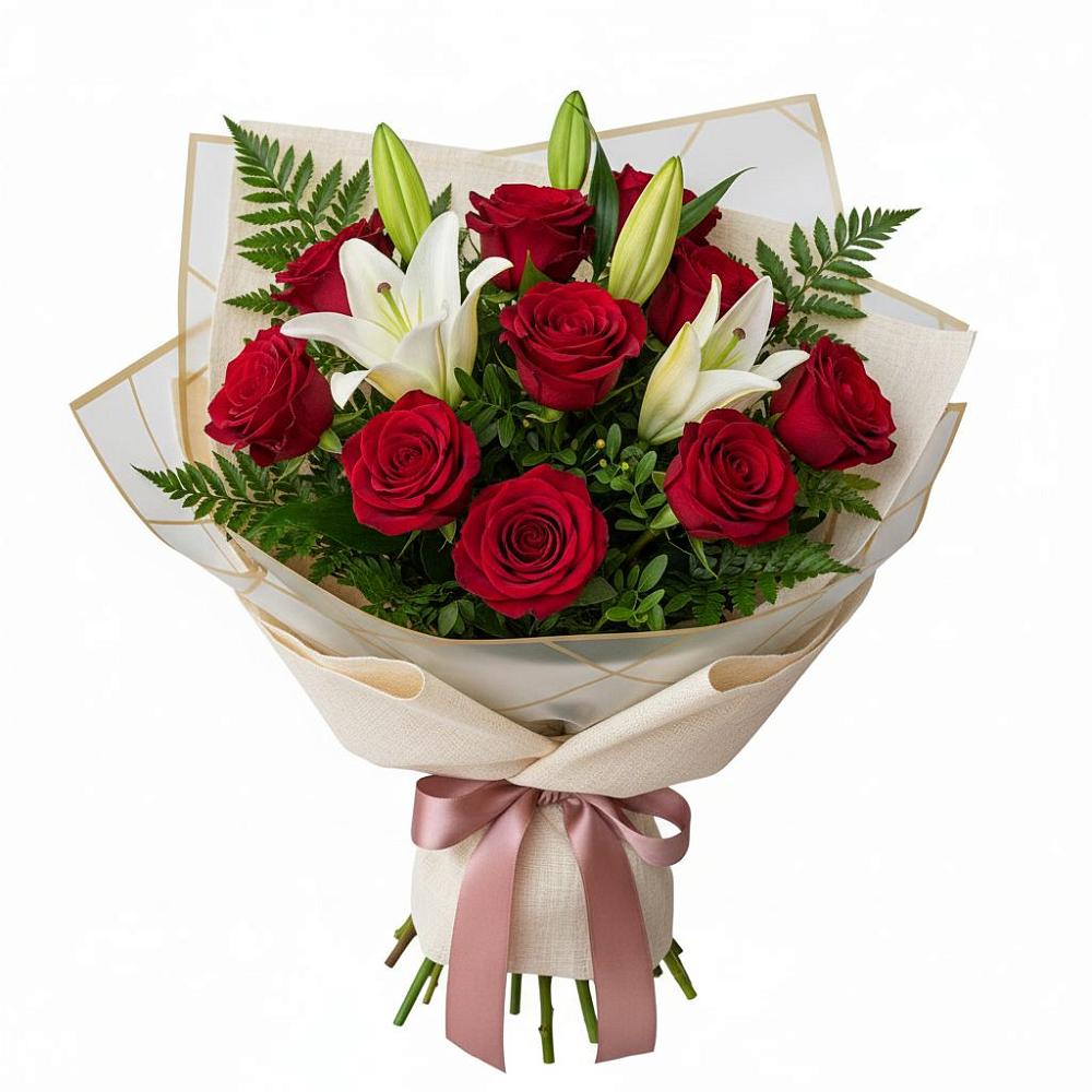 Букет цветов из: Лилии и Розы в Акатьево