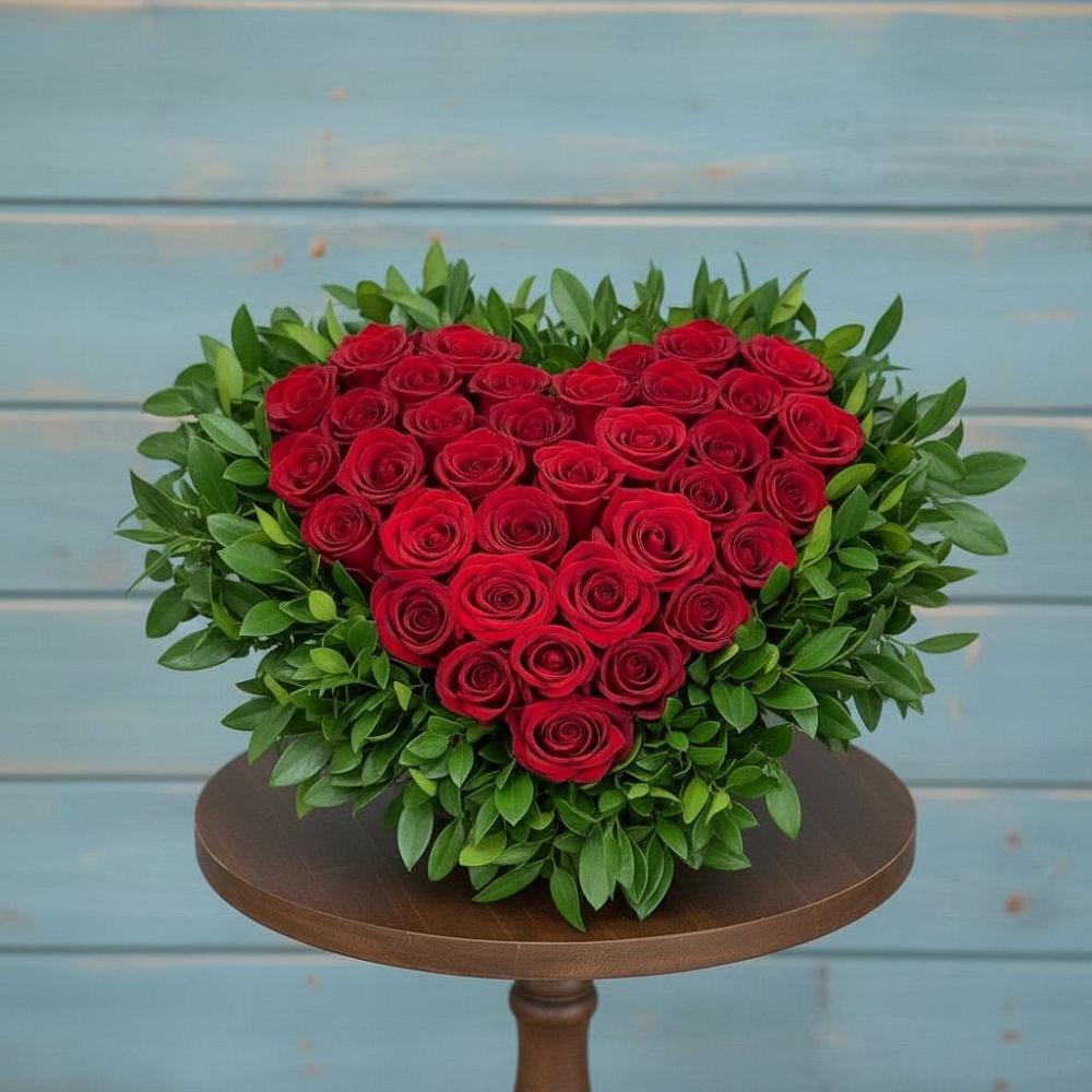 Цветочная композиция из Розы в виде сердца в Акатьево