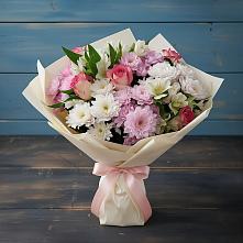 Букет цветов из:  Хризантемы, Альстромерии и Розы #REPLACE_PRED# Акатьево