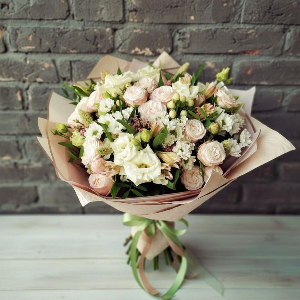 Букет цветов из: Альстромерии, Розы и Хризантемы в Акатьево