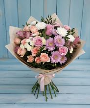 Букет цветов из:  Хризантемы, Розы и Альстромерии в Акатьево