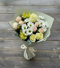 Букет цветов из:  Альстромерии, Розы и Хризантемы в Акатьево